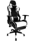 Nicer Furniture - chaise de jeu de style course avec repose-pieds - blanc-Revêtement en PVC durable et maille respirante pour un confort optimal.  