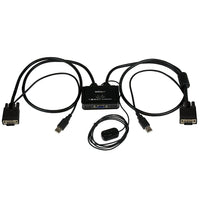 StarTech  Câble commutateur KVM USB VGA à 2 ports, alimentation grâce à USB avec commutateur à distance-Évitez les tracas de câblage avec les câbles intégrés KVM et les câbles de commutateur à distance