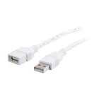 C2G – Câble de rallonge USB 2.0 A Mâle vers A Femelle, 3 m/9,8 pi, blanc-Augmentez la portée de votre câble USB A/B