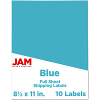 JAM Paper - Étiquettes d'expédition papier autocollant pleine page - 8 1/2 po x 11 po - Bleu - Paquet de 10-Emballage anglais seulement