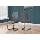 Monarch Specialties - 1124 Chaise - Simili-Cuir Grey/Metal - Paquet de 2-Recouvertes d'un matériau similicuir gris facile à nettoyer, ces chaises sont soutenues par une solide base en métal noir en forme de U, deux rangées verticales de coutures pour plus d'élégance