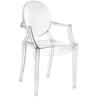 Plata Import - Chaise fantôme transparente avec accoudoirs, fini transparent (PC-099-CLEAR)-Chaise pour table à manger