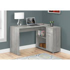 Monarch Specialties - 7351 Bureau 46 po - Gris Avec Cabinet De Rangement-Le bureau en forme de L est divisé en 2 segments: une grande surface de travail principale et une surface plus petite et légèrement plus basse