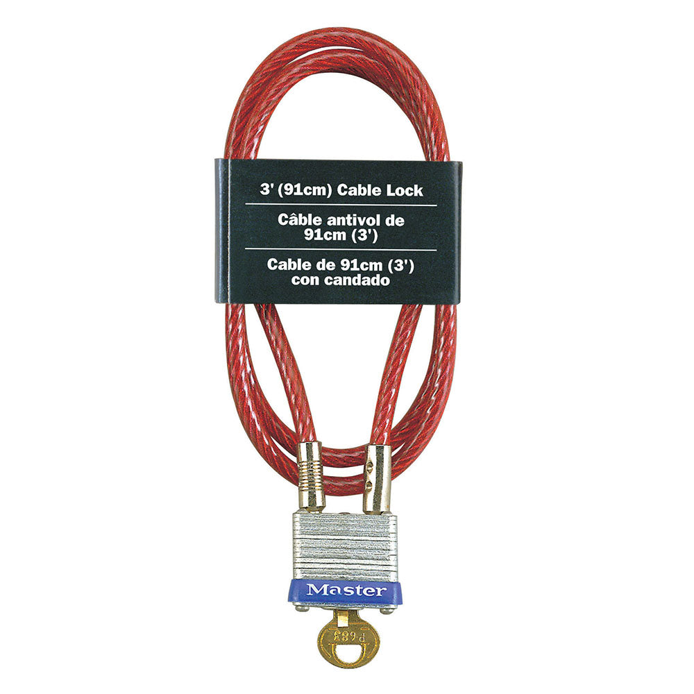 Master Lock 8119EURD Câble Antivol Combinaison 1,5m X 10mm - Noir, Programmable 4 Chiffres