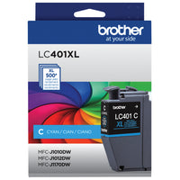 Brother - LC401XLCS Cartouche d’encre cyan à haut rendement d’origine-Qualité d’impression à jet d’encre couleur professionnelle sur laquelle vous pouvez toujours compter jusqu’à 500 pages.