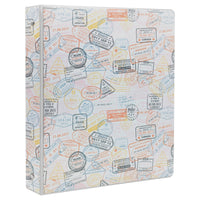 Staples - Reliure de 1 po à 3 anneaux - Timbres de voyage-Reliure à anneaux ronds, conception de timbres de voyage, peut contenir jusqu'à 175 feuilles de papier