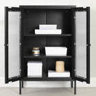 South Shore - Kodali - Meuble de rangement avec portes vitrées - Noir-Style: Contemporain