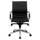 Nicer Interior - chaise de bureau à dossier bas de style groupe nervuré - noir-Bras de soutien en métal et base avec 5 roulettes