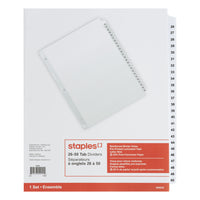 Staples - Intercalaires à onglets préimprimés et troués, 26-50 - 25 onglets - blanc-26-50, troués