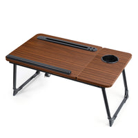 ShoppingAll - Bureau pliable portable pour canapé et lit - Marron-Conception Sécurisée: Équipé de coins à bords arrondis pour minimiser les accidents et garantir une expérience utilisateur plus sûre.