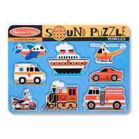 Casse-tête sonore des véhicules de Melissa & Doug-Placez une pièce de puzzle correctement dans le plateau de puzzle pour entendre 8 sons réalistes