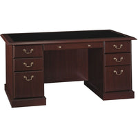 Bush® – Bureau de gestionnaire de la collection Saratoga, fini cerisier d'aut-Surfaces laminées durables avec placages thermoliés noirs
