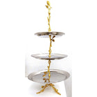 Elegance – Plateau de service à 3 plateaux martelés avec feuille dorée-Type : Service à 3 plateaux