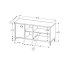 Monarch Specialties - 2840 Meuble Tv - 48 po L/Dessus Simili-Ciment Gris/Blanc-Les details de conception reflechis incluent des charnieres dans l'armoire pour une ouverture et une fermeture en douceur, des protections de sol pour les pieds en metal pour aider a prevenir les rayures et une ouverture a l'arriere de la zone de rangement superieure droite pour une gestion facile des cables