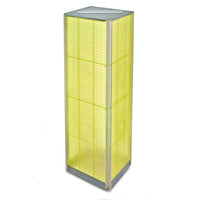 Azar Displays – Présentoir de plancher pivotant à panneaux perforés sur 4 côtés, 60 x 16 po, jaune (700405-YEL)-Tour carrée pivotante