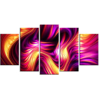 Designart – Art contemporain imprimé sur toile, fluidité orange et rose, 5 panneaux, (PT3066-373)-Impression