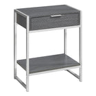 Monarch Specialties - 3484 Table D'Appoint - 24 po H/Gris/Metal Chrome-Dessus de table rectangulaire spacieux fini en gris