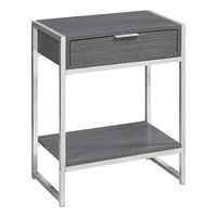 Monarch Specialties - 3484 Table D'Appoint - 24 po H/Gris/Metal Chrome-Dessus de table rectangulaire spacieux fini en gris