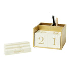 Martha Stewart - Calendrier perpétuel avec pot à crayons - Doré et beige-6