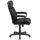 Flash Furniture - Fauteuil de bureau pivotant de luxe à dossier élevé, cuir noir-Conception de dossier haut avec appui-tête