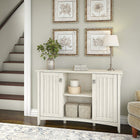 Bush Furniture - Armoire de rangement Salinas avec portes, blanc antique (SAS147AW-03)-Armoire de rangement avec portes, fini en blanc antique avec une touche légèrement vieillie pour une allure décontractée