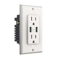 Prise murale Wi-Fi intelligente Geeni avec 2 fiches et 2 ports USB, blanc-Permet le contrôle individuel des prises de partout, à tout moment à l'aide de l'application Geeni, contrôlez à distance vos prises en utilisant le Wi-Fi domestique de n'importe où