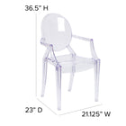 Flash Furniture – Chaise Ghost avec accoudoirs, fini cristal transparent, 4/ensemble -Patins glisseurs en plastique protecteurs de plancher