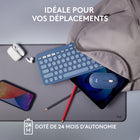 Logitech - K380 Clavier Bluetooth multi-appareils pour Mac - Myrtille-Durée des piles de 2 ans : Ce petit clavier sans fil comprend 2 piles alcalines AAA préinstallées pour une durée de vie de 2 ans et une technologie d'économie d'énergie et un bouton on/off
