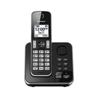 Panasonic – Téléphone sans fil KXTGD390B à 1 combiné avec répondeur, noir-Système à 1 combiné, expansible à 6 combinés