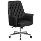 Flash Furniture – Fauteuil de direction traditionnel à pivot, dossier mi-hauteur, avec accoudoirs, noir (BT444MIDBK)-Rembourrage en LeatherSoft noir