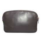 Designer Ashlin  Cosmétique compact Millie avec fermeture éclair sur le dessus  Cuir de vachette Toscane  Brun foncé-Compact et portable