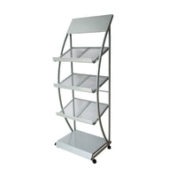 Porte-brochures à roulettes Futech à 3 tablettes, 19 "L x 15" P x 54 "H, Argent (BRH-3S)-Taille: 19 "L x 15" P x 54 "H