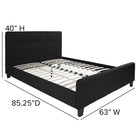 Flash Furniture - Grand lit plateforme tapissier capitonné Tribeca - tissu noir-Support en métal au centre