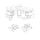Monarch Specialties - 7610 Bureau 70 po - Noyer/Metal Noir/Face L/R-7