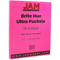 Jam Paper Papier lisse recyclé de couleur vive, 8 1/2 x 11 po, rose fuchsia intense, 500/rame-Rose fuchsia intense