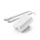 Belkin - Chargeur mural BoostCharge USB-C PD 3.0 PPS avec câble USB-C-Conception compacte et prête pour le voyage avec broches pliables