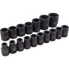 Ens. 17douilles 10 à 32mm, 12pans, prise 1/2po-1