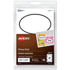 Avery - Étiquettes permanantes lustrées blanches, 3 3/4 po x 2 1/2 po, bord noir, paq./8 (2371)-Les étiquettes ovales blanches lustrées sont l'ajout parfait aux emballages, produits, envois, articles promotionnels, brochures et autres besoins commerciaux de la marque. Avec un adhésif permanent, les étiquettes collent sur le verre, le plastique, le papier et plus encore, ce qui vous permet d'apposer votre marque sur quasiement tout produit.