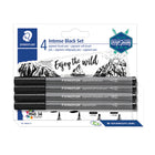 Staedtler - Stylos pigmentes d'art noirs, paquet de 4-Ideale pour le lettrage, le dessin, les effets d'ombre faciles à realiser, creer des contours et des hachures