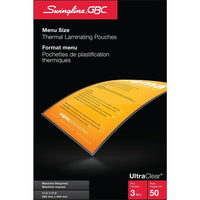 Swingline - Pochettes de plastification GBC UltraClear, de 3 mm, menu - transparent - paquet de 50-Plastifieuses thermiques
