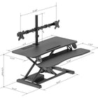 Rocelco - Élévateur de bureau électrique EDR de 37,4po avec portée verticale améliorée, AC-USB et support pour 2 moniteurs, Noir-Fente de 10,5 po de large pour tablette ou téléphone