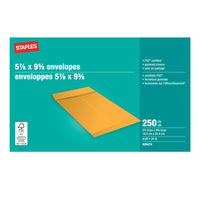Staples - Enveloppes kraft pour catalogue avec rabats gommés, 5 7/8 x 9 5/8 po, 24 lb, brun, boîte de 250-Idéales pour l'envoi de catalogues, livrets, brochures et documents de plusieurs pages