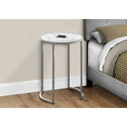 Monarch Specialties - 2205 Table D'Appoint - 24 po H/Faux Marbre Blanc/Metal Argent-Comprend un dessus de table rond de 18,25 pouces dans une finition aspect marbre blanc non lustré et des pieds en métal dans une finition argentée