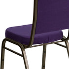 Flash Furniture – Chaise banquet empilable Hercules à dossier couronne avec cadre au fini doré et tissu violet, 4/pqt-Panneau arrière sans couture