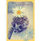 Aline Greetings – Carte d'anniversaire pour ami, hérisson avec marguerite, happiest of birthday to my fabulous friend, paq./18-Papier non couché de qualité supérieure