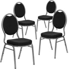 Flash Furniture – Chaise banquet empilable Hercules avec dossier à larme ajourée, tissu noir à motifs et cadre argenté, 4/paquet-Ensemble de 4 chaises de banquet polyvalentes