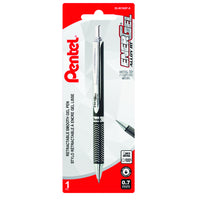 Pentel - Stylos EnerGel Alloy à encre gel liquide Rétractable - 0,7 mm - noir-Barillet élancé en alliage d'aluminium