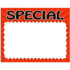 Affiche «Special», bordure rouge fluorescent, 7 H x 11 L po, 100/paquet-Papier cartonné