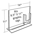 Azar Displays – Porte-affiche vertical recto/verso en acrylique sur pied, 11 x 14 po, 2/paquet (252053)-Le porte-brochure fixé assure une distribution facile des brochures explicatives du produit ou des formulaires
