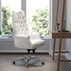 Flash Furniture - Fauteuil de direction multifonction, pivot, dossier élevé, traditionnel, cuir touffeté, blanc BT90269HWH-Bouton de réglage de la tension d'inclinaison